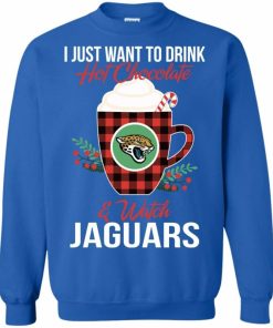 drink hot chocolate watch jacksonville jaguars ugly christmas sweater 3 OcGw7