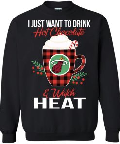 drink hot chocolate watch miami heat ugly christmas sweatshirt 1 jj7L2