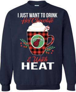 drink hot chocolate watch miami heat ugly christmas sweatshirt 3 5cuAn
