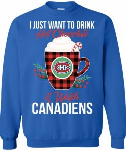 drink hot chocolate watch montrC3A8al canadiens ugly christmas sweatshirt 1 mchRy