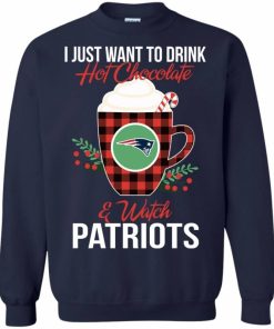 drink hot chocolate watch new england patriots ugly christmas sweater 3 9DM2n