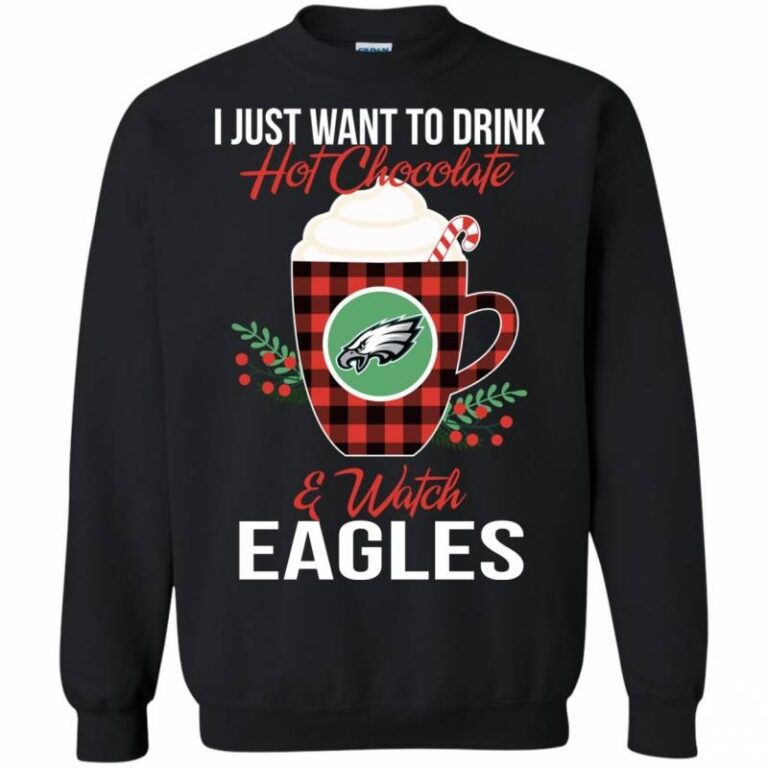 Drink Hot Chocolate & Watch Philadelphia Eagles Ugly Christmas Sweatshirt