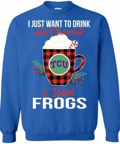 Drink Hot Chocolate & Watch TCU Horned Frogs Ugly Christmas Sweatshirt Drink Hot Chocolate & Watch TCU Horned Frogs Ugly Christmas Sweatshirt