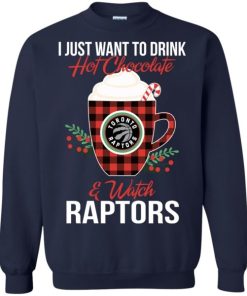 drink hot chocolate watch toronto raptors ugly christmas sweatshirt 6 Kcl7C