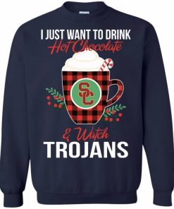 drink hot chocolate watch usc trojans ugly christmas sweatshirt 1 2bhha