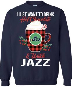 drink hot chocolate watch utah jazz ugly christmas sweatshirt 1 ccG6f