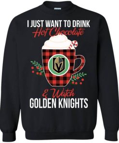 drink hot chocolate watch vegas golden knights ugly christmas sweatshirt 3 b45JA