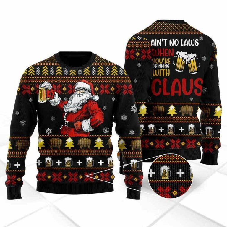 Drinking With Claus Christmas Ugly Sweatshirt, Sweater