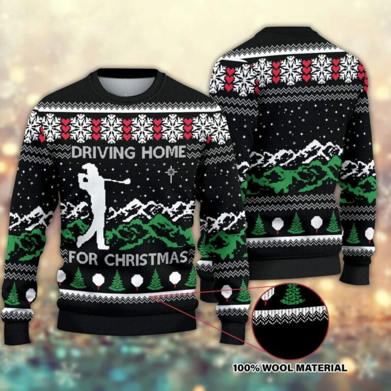 Driving Home For Christmas Golf Drive Golfer Christmas Golf Golf Christmas Ugly Sweatshirt, Sweater