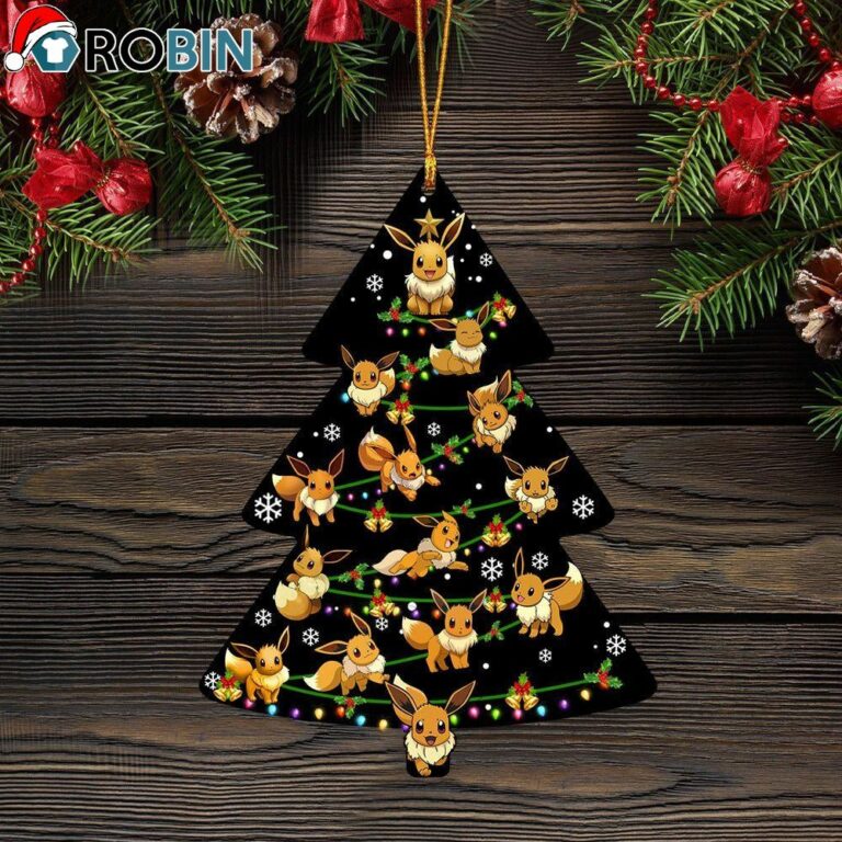 Eevee Cute Pokemon Anime Christmas Tree Circle Ornament – Christmas Decorations