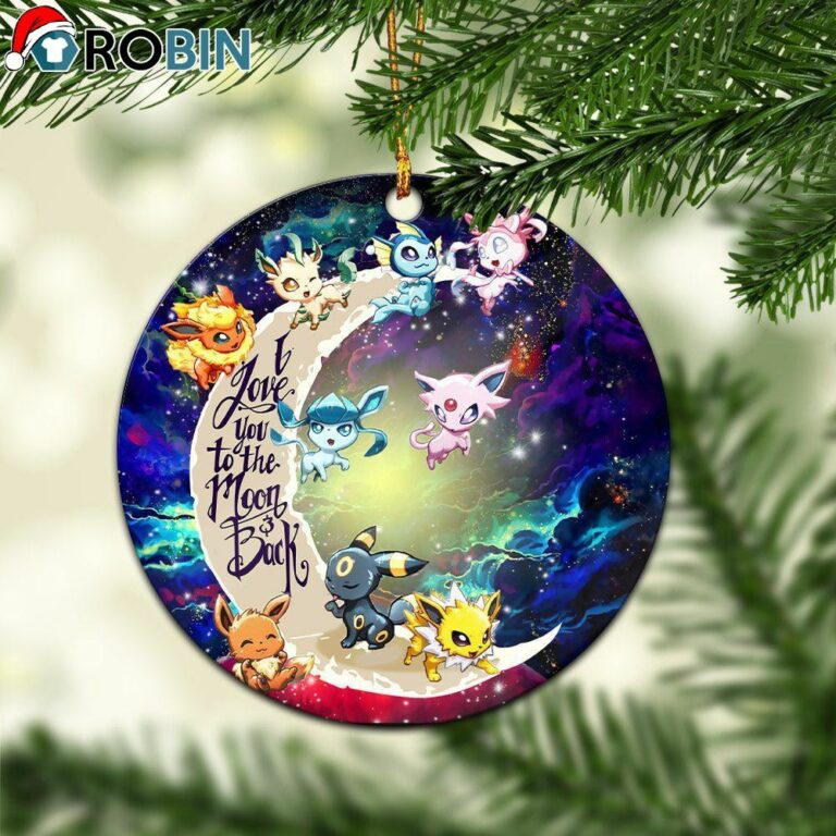 Eevee Evolution Pokemon Love You To The Moon Galaxy Circle Ornament – Christmas Decorations