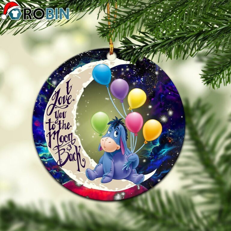 Eeyore Winnie The Pooh Love You To The Moon Galaxy Circle Ornament – Christmas Decorations