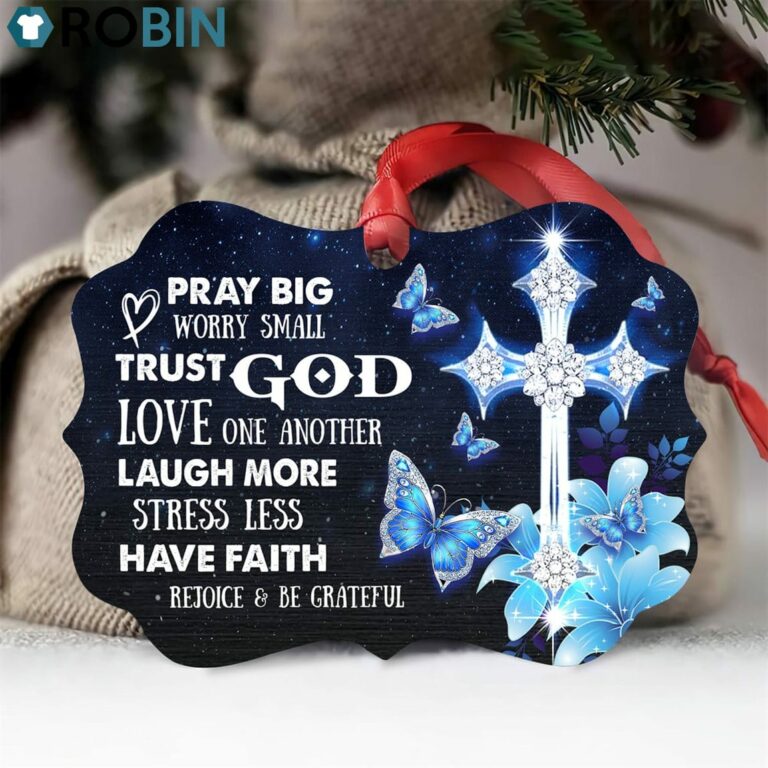Elegant Butterfly And Cross Ornament – Pray Big And Worry Small