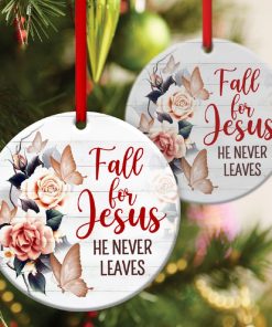 Elegant Christian Circle Ornament Jesus Never Leaves Elegant Christian Circle Ornament Jesus Never Leaves
