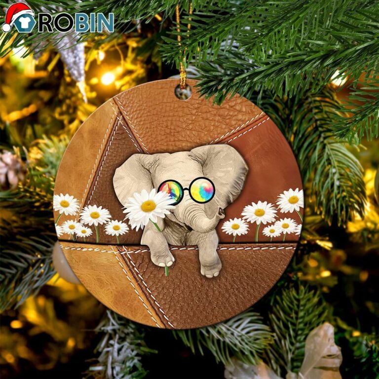 Elephant Hippie Christmas Ornament