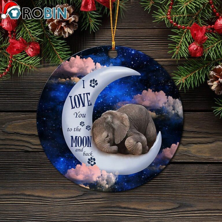 Elephant Love You To The Moon Circle Ornament – Christmas Decorations