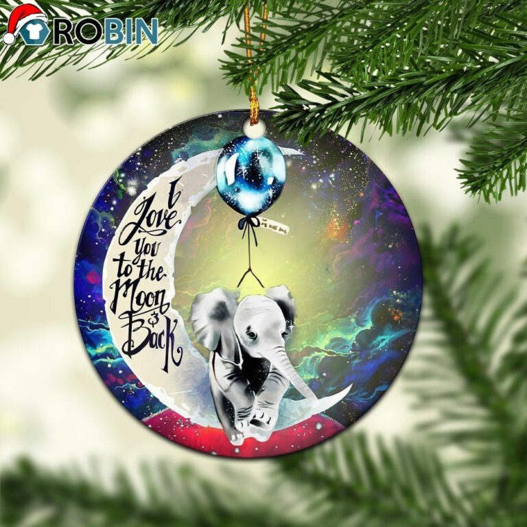 Elephant Love You To The Moon Galaxy Christmas Ornament