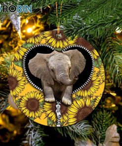 Elephant Sunflower Zipper Ornament – Christmas Decorations Elephant Sunflower Zipper Ornament – Christmas Decorations