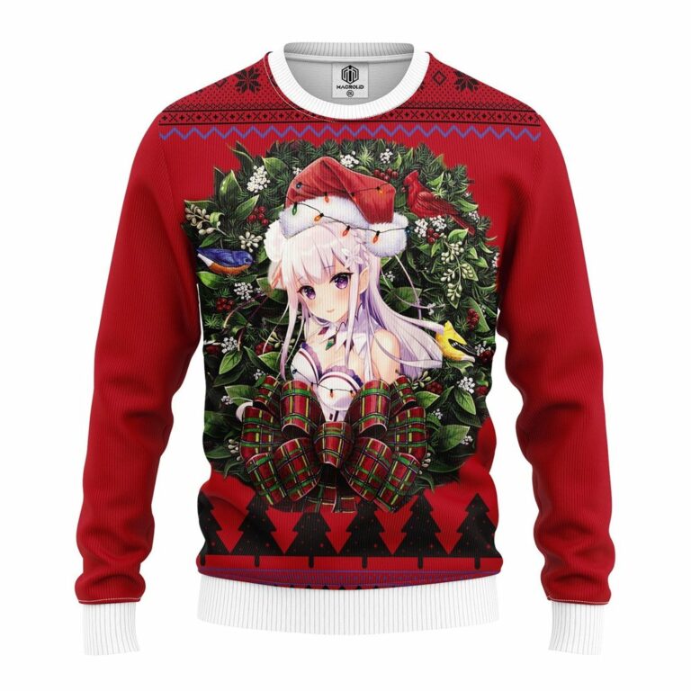 Emilia Purple Haired Re Zero Noel Mc Ugly Christmas Sweater