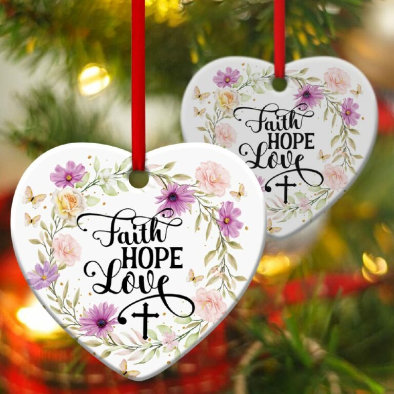 Faith, Hope And Love Flower Heart Ornament