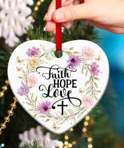 Faith, Hope And Love Flower Heart Ornament Faith, Hope And Love Flower Heart Ornament
