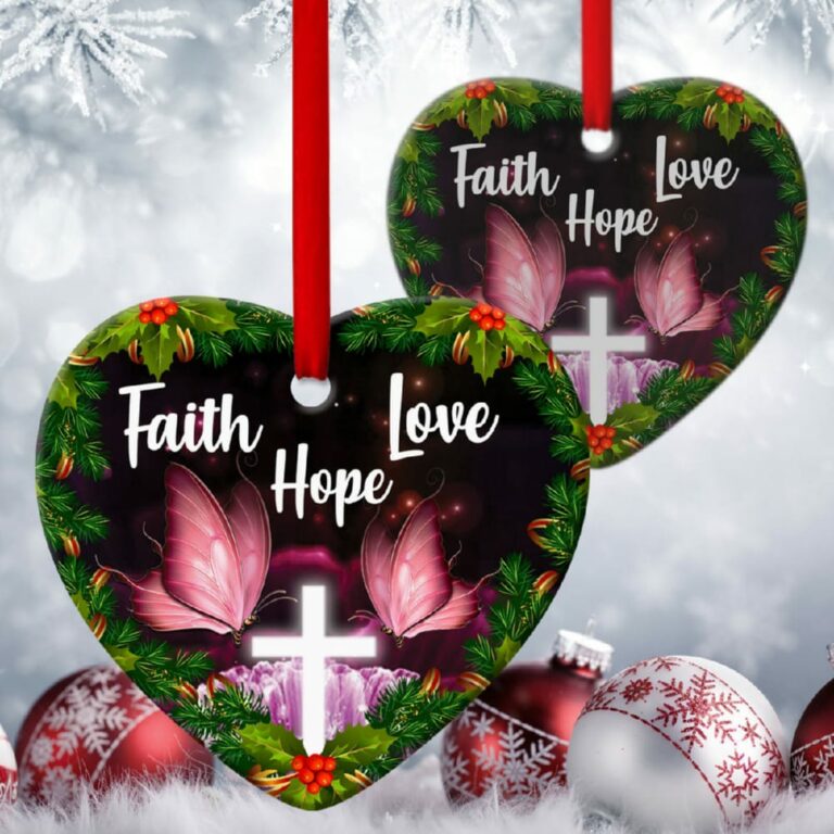Faith, Hope And Love Mistletoe Heart Ornament