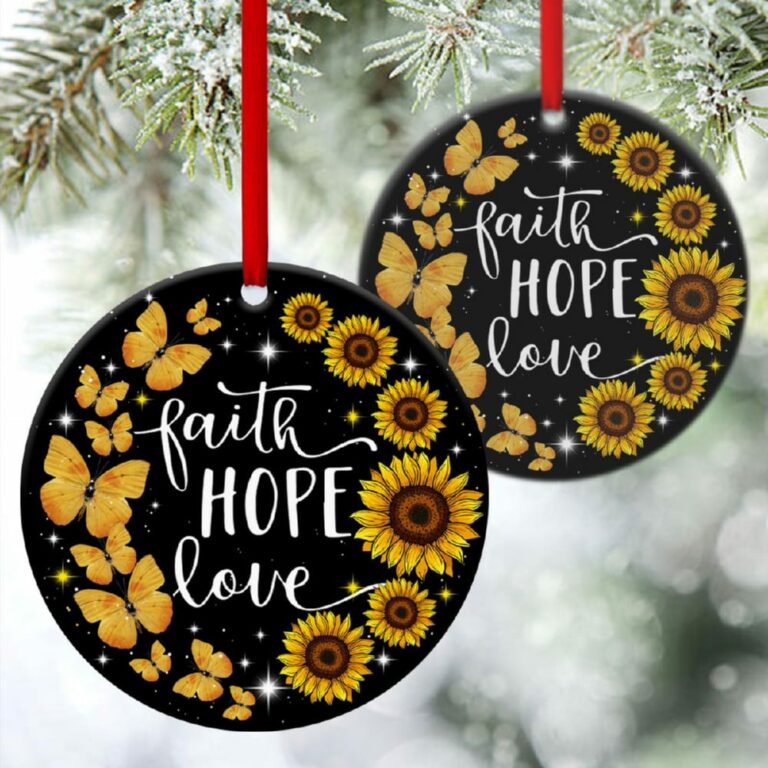 Faith, Hope And Love Sunflower Circle Ornament