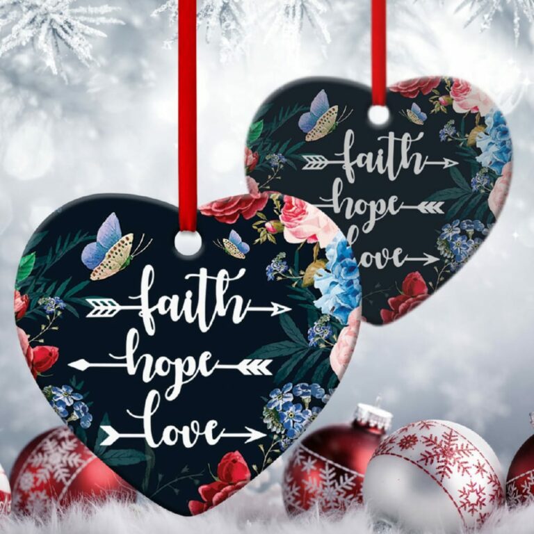Faith, Hope And Love Unique Heart Ornament