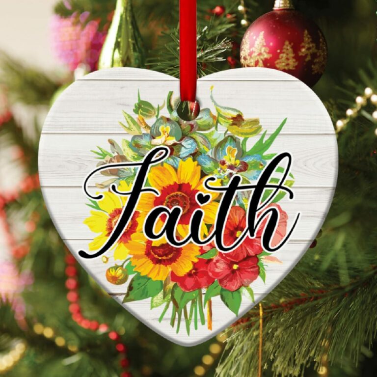 Faith In God Flower Heart Ornament
