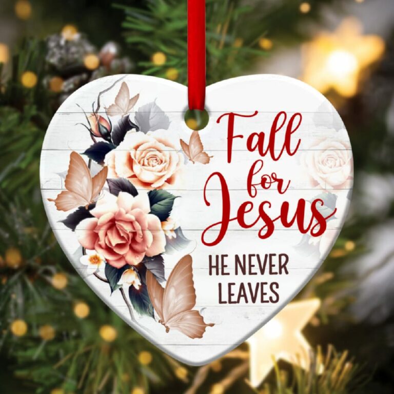 Fall For Jesus Beautiful Flower Heart Ornament