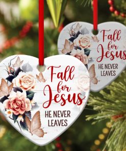 Fall For Jesus Beautiful Flower Heart Ornament Fall For Jesus Beautiful Flower Heart Ornament