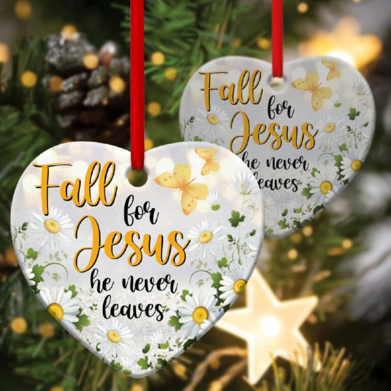 Fall For Jesus Chamomile Heart Ornament