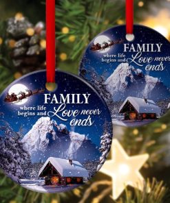 Family Where Love Never Ends Awesome Christmas Circle Ornament