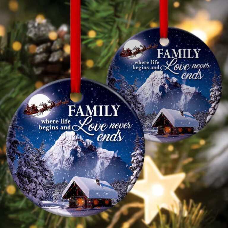Family Where Love Never Ends Awesome Christmas Circle Ornament