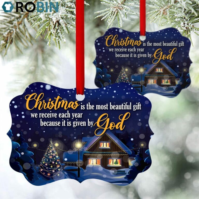 Fancy Christian Ornament – Christmas Is The Most Beautiful Gift