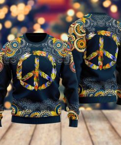 Feather Peace Sign Ugly Christmas Sweatshirt, Sweater