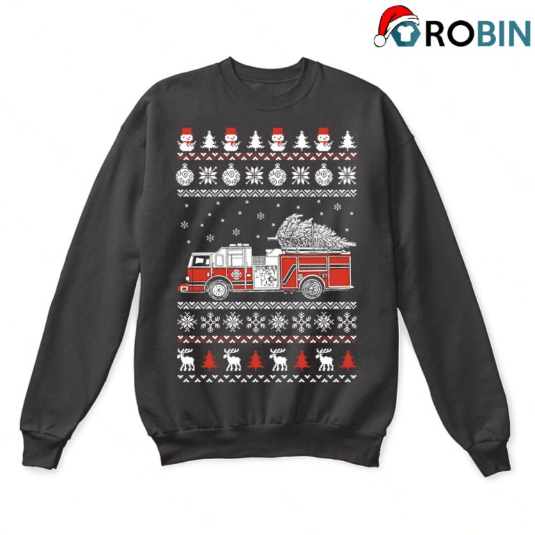 Fire Truck Brings Christmas Home Ugly Sweatshirt