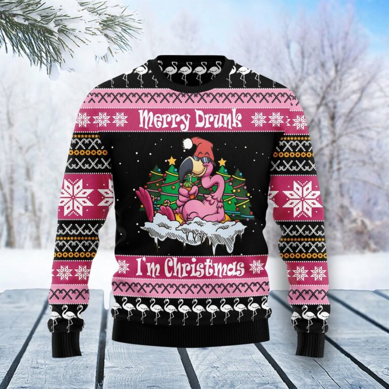 Flamingo Drunk Christmas Ugly Sweatshirt, Sweater