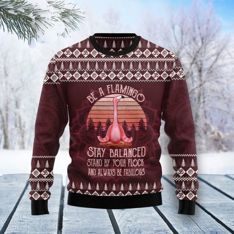 Flamingo Yoga Christmas Ugly Sweatshirt, Sweater
