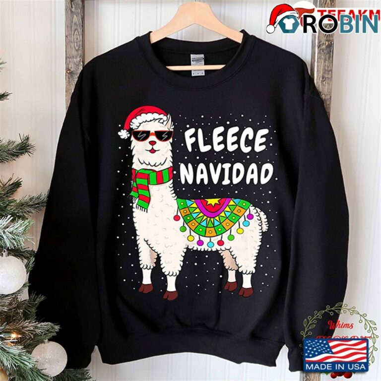 Fleece Navidad Feliz Llama Ugly Christmas Sweatshirt Alpaca