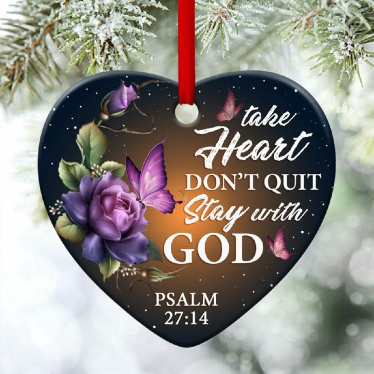 Flower Christian Heart Ornament Stay With God