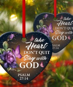 Flower Christian Heart Ornament Stay With God Flower Christian Heart Ornament Stay With God