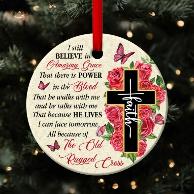 Flower Circle Ornament Because He Lives I Can Face Tomorrow