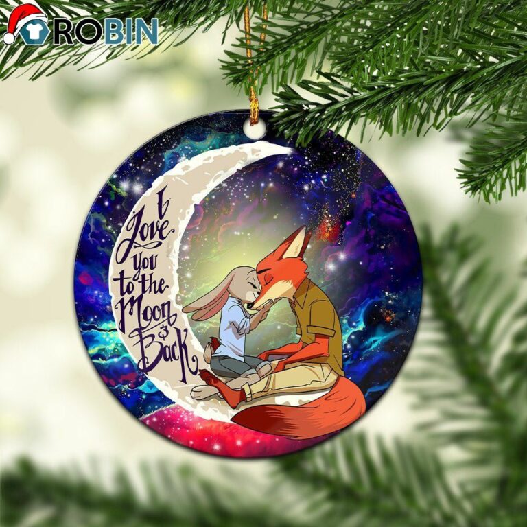 Fox Couple Love You To The Moon Galaxy Christmas Ornament