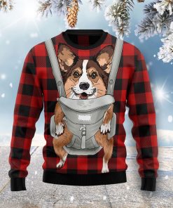 Front Carrier Dog Pembroke Welsh Corgi Ugly Christmas Sweatshirt, Sweater
