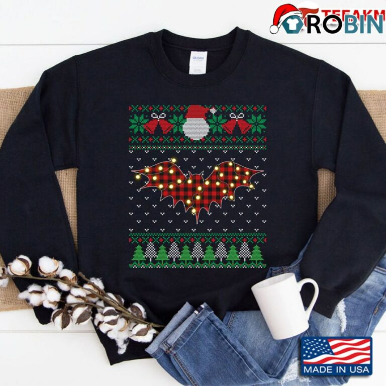 Funny Bat Ugly Sweatshirt Christmas Animals Lights Xmas Sweatshirt