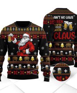 Funny Drinking With Claus Christmas Ugly Sweatshirt, Sweater