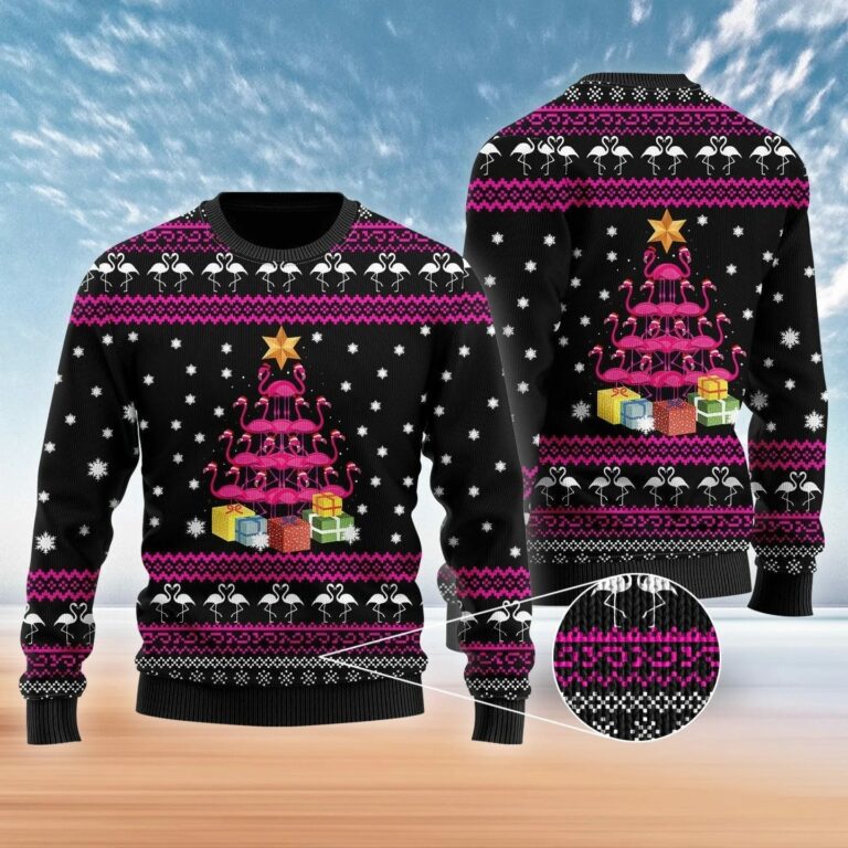 Funny Flamingo Tree Ugly Christmas Sweatshirt, Sweater