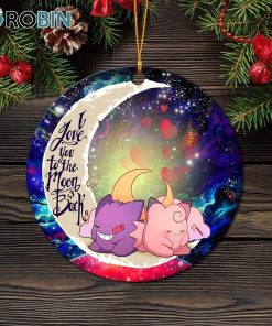 gengar and clefable cute pokemon love you to the moon galaxy ornament christmas decorations 1 smoeno