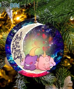 Gengar And Clefable Cute Pokemon Love You To The Moon Galaxy Ornament – Christmas Decorations Gengar And Clefable Cute Pokemon Love You To The Moon Galaxy Ornament – Christmas Decorations
